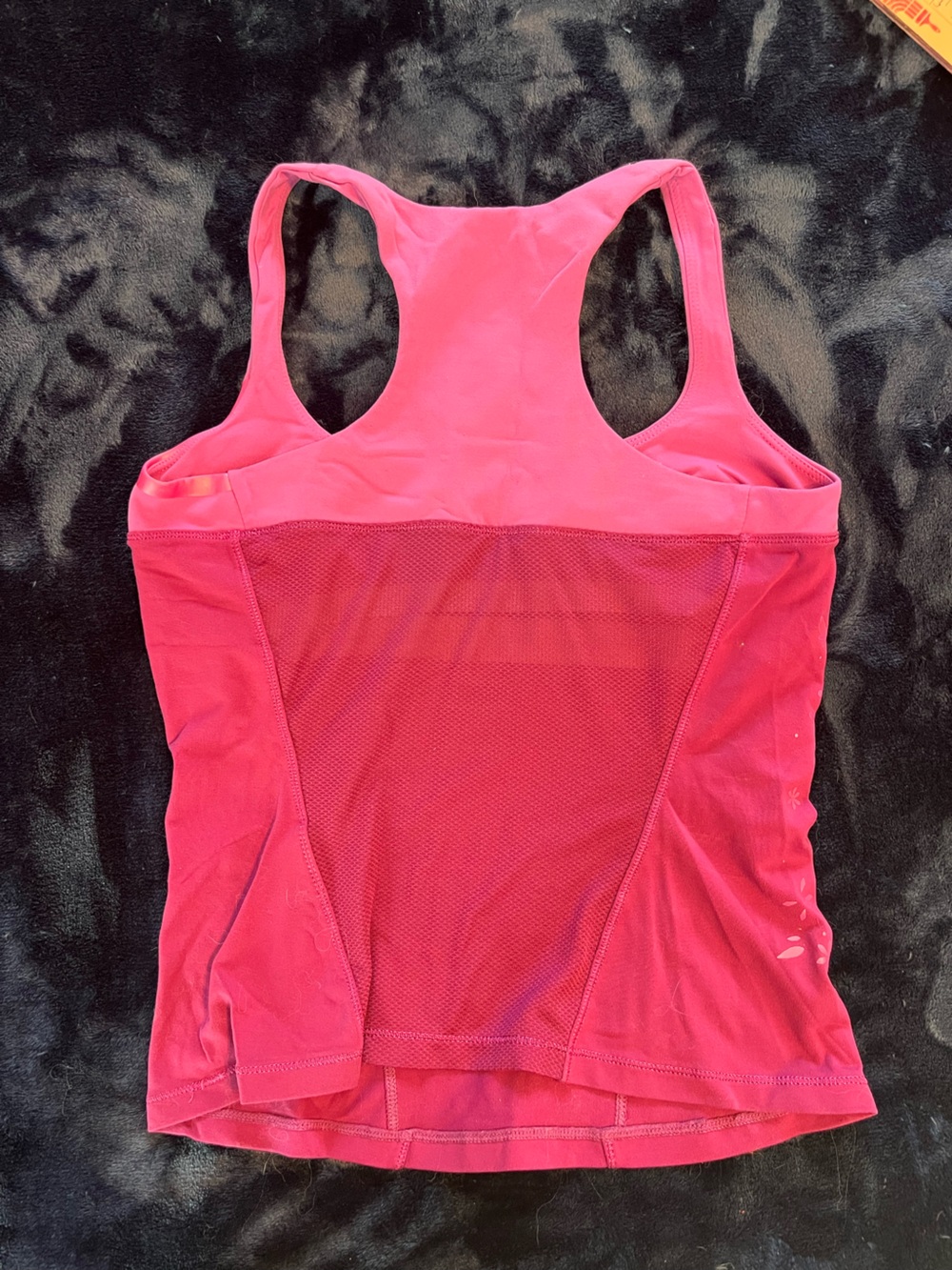 Nike Women's Hot Pink Racerback Tank with Floral Accent - Picture 2 of 6